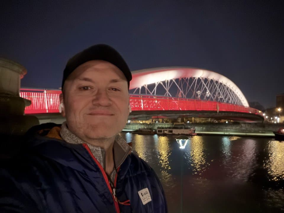 Krakow bridge at night